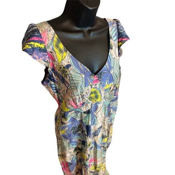 Estilo K Multicolor Cap Sleeve V Neck Maxi Dress - Picture 3 of 8